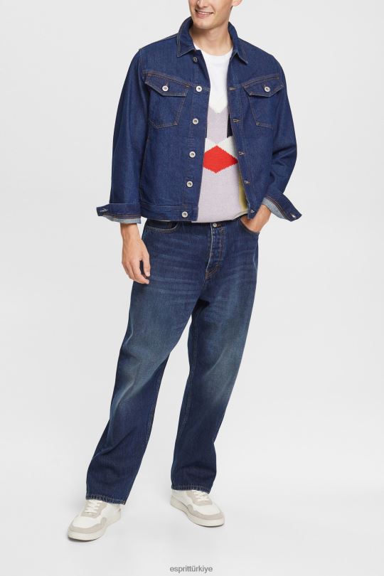 ceketler Esprit Kot ceket mavi koyu yıkama erkekler FPP26879