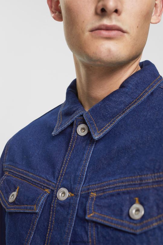 ceketler Esprit Kot ceket mavi koyu yıkama erkekler FPP26879