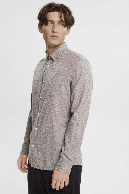 gömlek Esprit dar kesim gömlek koyu kahverengi erkekler FPP26700