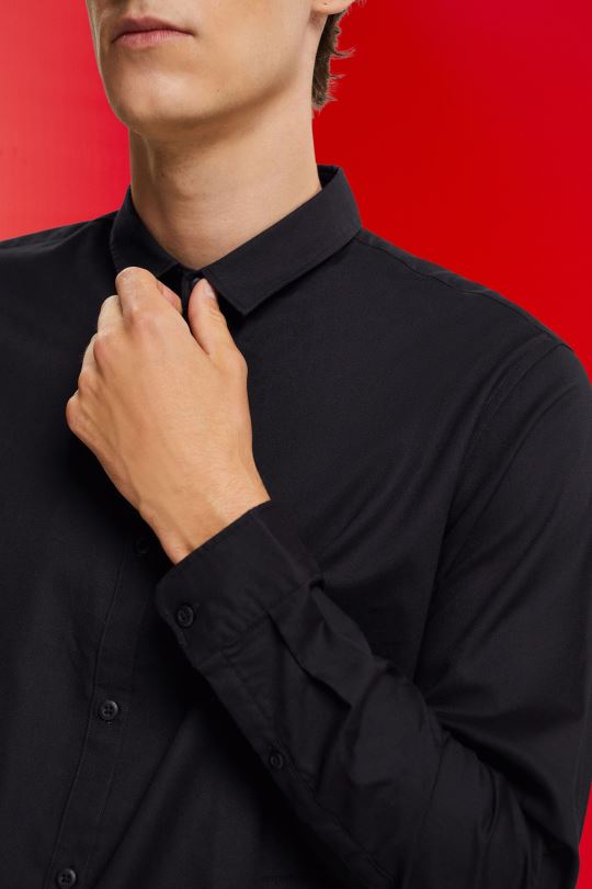 gömlek Esprit dar kesim gömlek siyah erkekler FPP26853