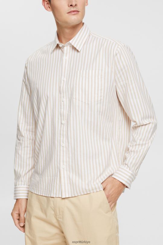 gömlek Esprit çizgili gömlek krem bej erkekler FPP26871