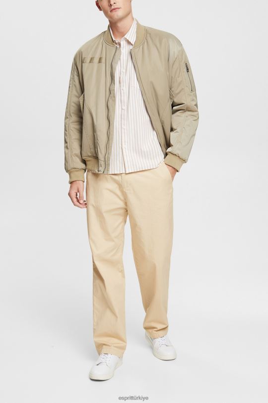 gömlek Esprit çizgili gömlek krem bej erkekler FPP26871