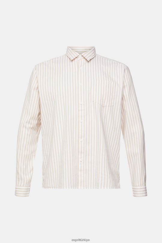 gömlek Esprit çizgili gömlek krem bej erkekler FPP26871