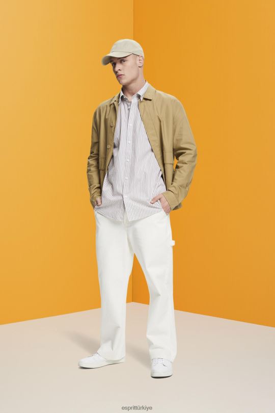 gömlek Esprit çizgili sürdürülebilir pamuklu gömlek şekerleme erkekler FPP26705