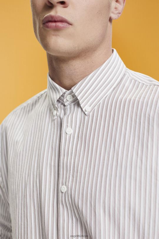 gömlek Esprit çizgili sürdürülebilir pamuklu gömlek şekerleme erkekler FPP26705