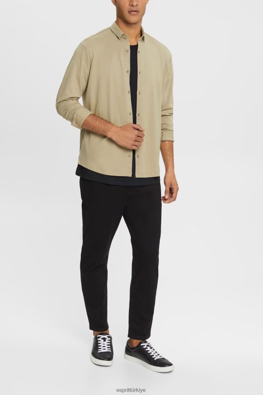 gömlek Esprit jarse gömlek soluk haki erkekler FPP26888