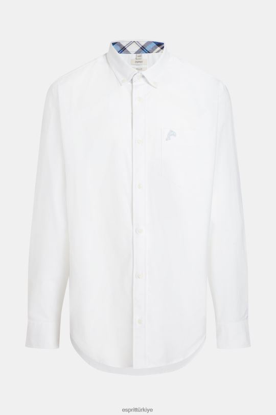 gömlek Esprit normal kesim oxford gömlek beyaz erkekler FPP26799