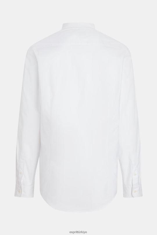 gömlek Esprit slim fit yunus rozetli poplin gömlek beyaz erkekler FPP26802