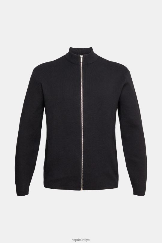 kazak Esprit fermuarlı hırka siyah erkekler FPP26921