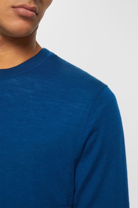 kazak Esprit örme yün kazak petrol mavisi erkekler FPP26905