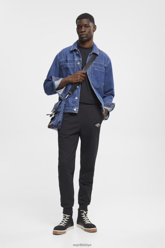 koşucular Esprit logo baskılı jogger siyah erkekler FPP26663