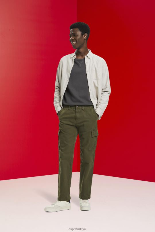 pantolon ve pantolon Esprit kargo pantolon koyu haki erkekler FPP26730