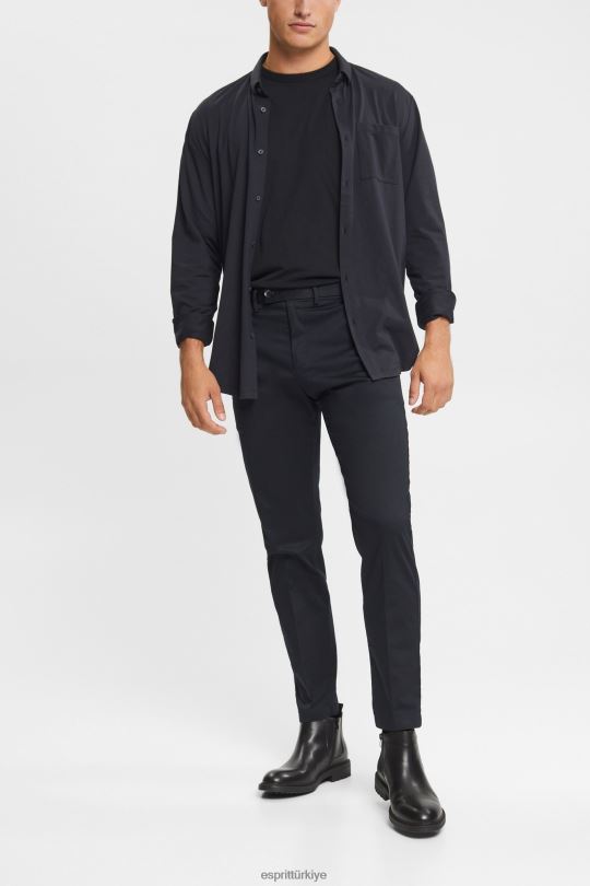 pantolon ve pantolon Esprit streç pamuklu chinos siyah erkekler FPP26902