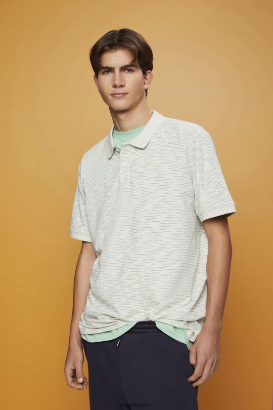 polo Esprit ince çizgili melanj polo gömlek narenciye yeşili erkekler FPP26703