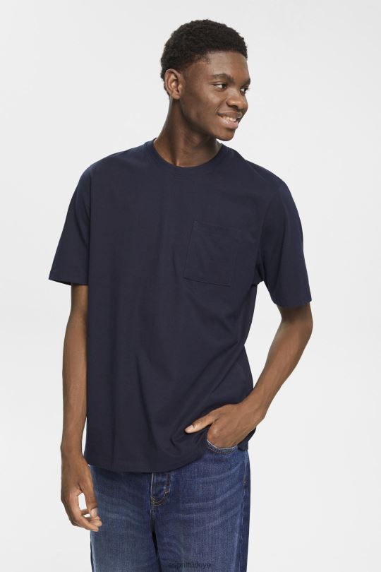 tişörtler Esprit jarse tişört Donanma erkekler FPP26681