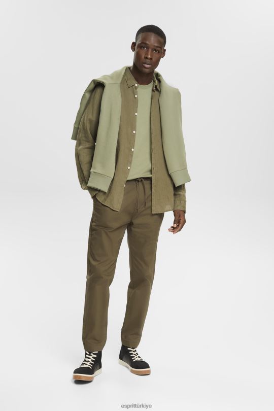 tişörtler Esprit jarse tişört açık haki erkekler FPP26746