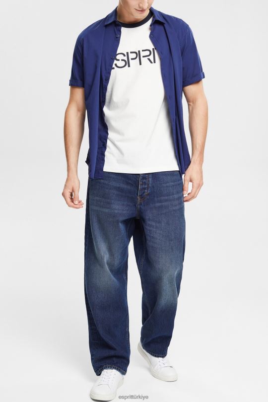 tişörtler Esprit jersey logo baskılı tişört Beyaz kapalı erkekler FPP26949
