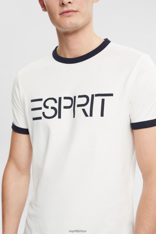 tişörtler Esprit jersey logo baskılı tişört Beyaz kapalı erkekler FPP26949