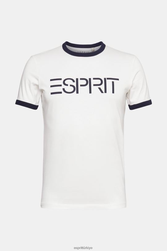 tişörtler Esprit jersey logo baskılı tişört Beyaz kapalı erkekler FPP26949