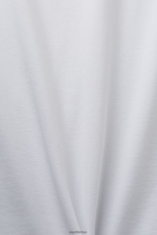 tişörtler Esprit Önü baskılı tişört, %100 pamuk beyaz erkekler FPP26738