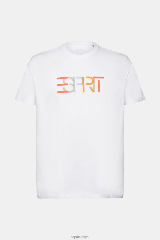 tişörtler Esprit Önü baskılı tişört, %100 pamuk beyaz erkekler FPP26738