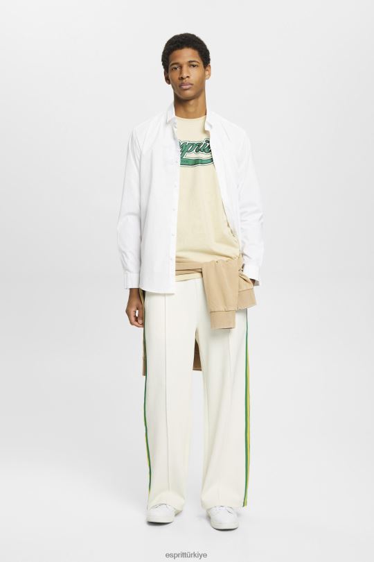 tişörtler Esprit retro logo baskılı pamuklu tişört bej erkekler FPP26630