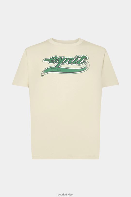 tişörtler Esprit retro logo baskılı pamuklu tişört bej erkekler FPP26630