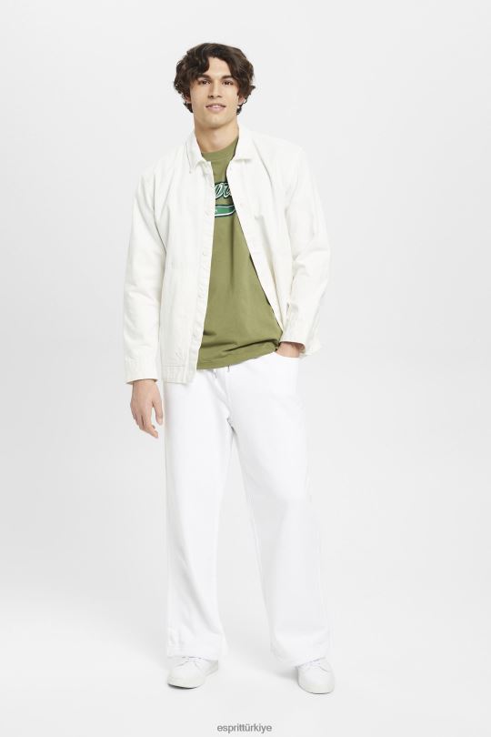 tişörtler Esprit retro logo baskılı pamuklu tişört zeytin erkekler FPP26631