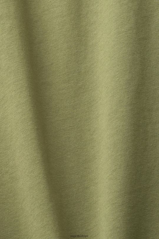 tişörtler Esprit retro logo baskılı pamuklu tişört zeytin erkekler FPP26631