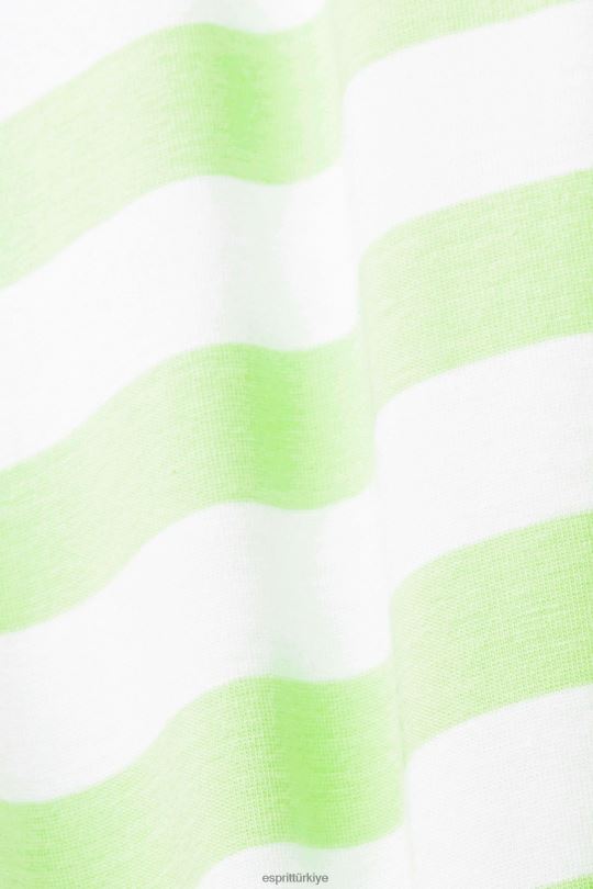 tişörtler Esprit sürdürülebilir pamuklu çizgili tişört narenciye yeşili erkekler FPP26742