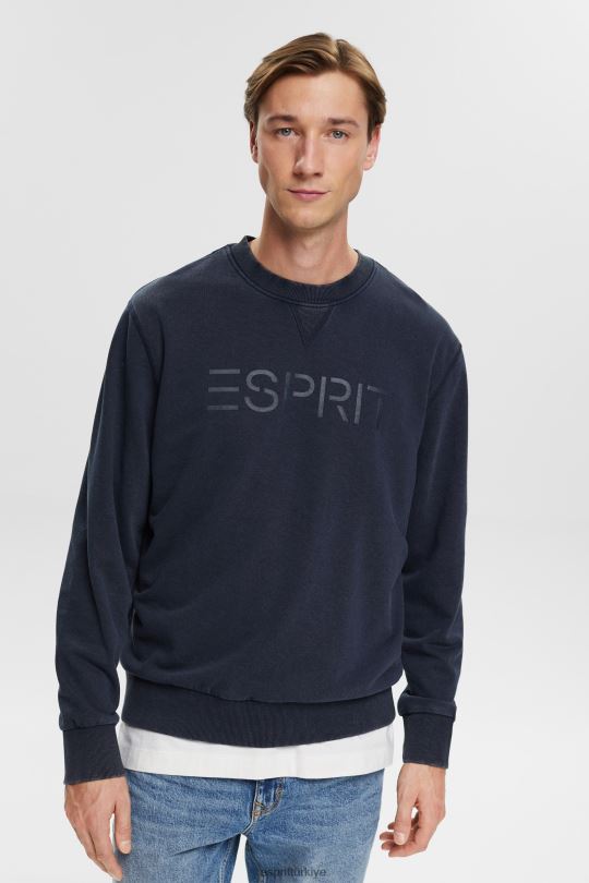 tişörtü ve kapüşonlular Esprit logo baskılı sweatshirt Donanma erkekler FPP26774