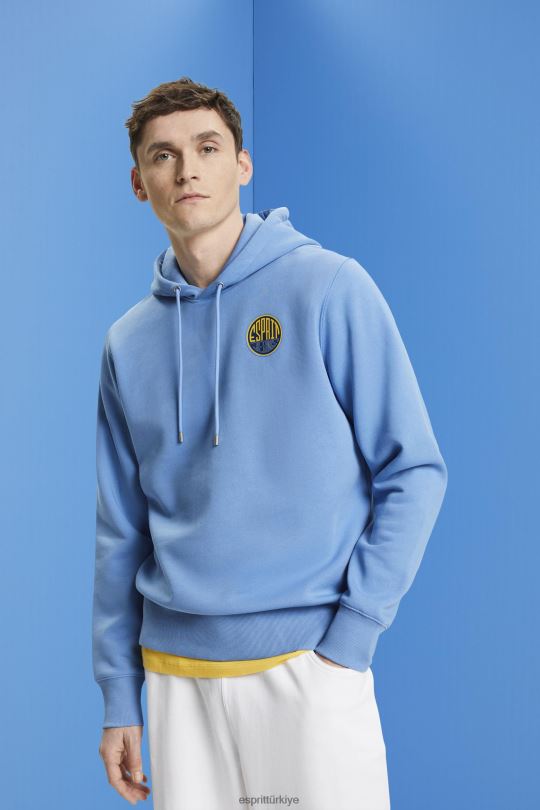 tişörtü ve kapüşonlular Esprit logo baskılı sweatshirt açık mavi lavanta erkekler FPP26651