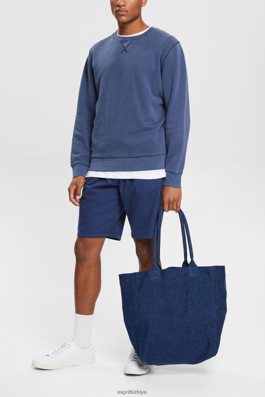 tişörtü ve kapüşonlular Esprit sürdürülebilir sıfır yaka sweatshirt Donanma erkekler FPP26936