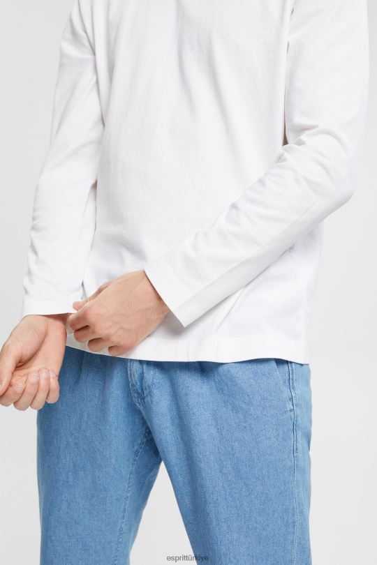 Uzun kollu Esprit jarse uzun kollu üst beyaz erkekler FPP26947