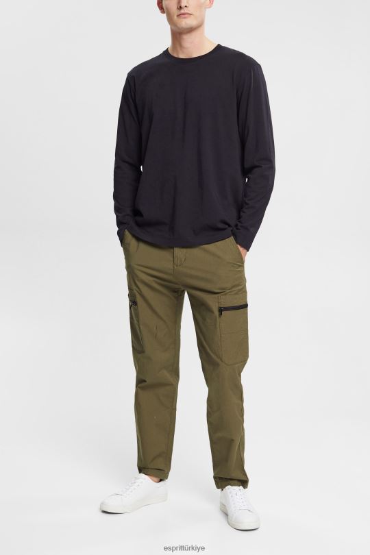 Uzun kollu Esprit jarse uzun kollu üst siyah erkekler FPP26946