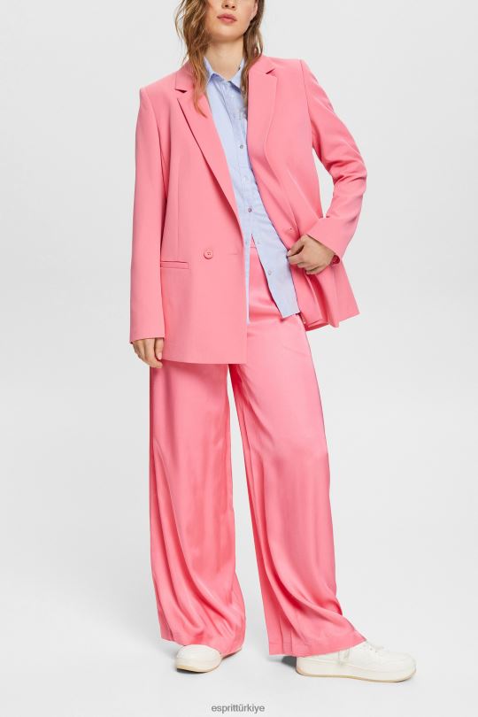 bluzlar Esprit %100 pamuktan yapılmış gömlek bluzu açık mavi kadınlar FPP26515