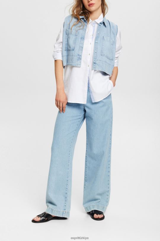 bluzlar Esprit %100 pamuktan yapılmış gömlek bluzu beyaz kadınlar FPP26514