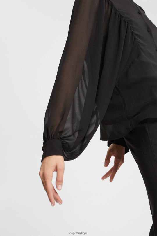 bluzlar Esprit geniş şifon bluz siyah kadınlar FPP26426