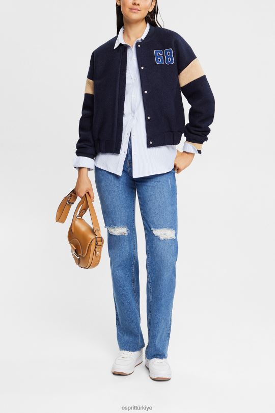 bluzlar Esprit çizgili bluz açık mavi kadınlar FPP26552