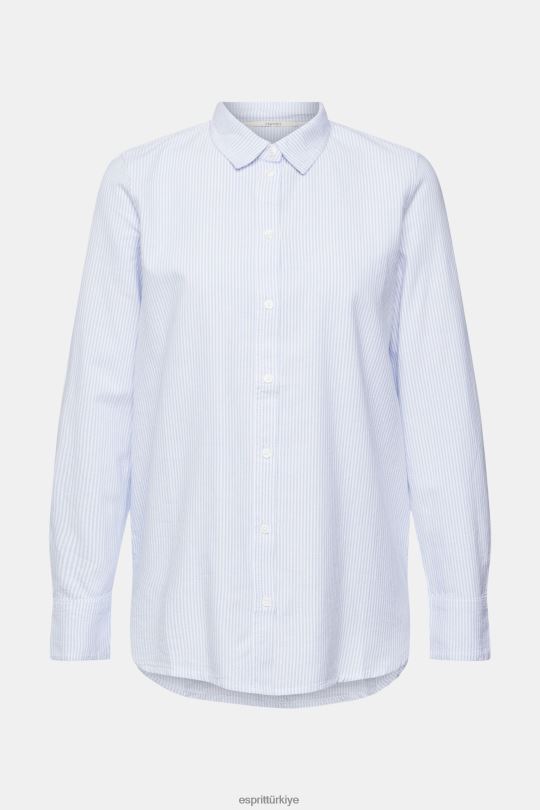 bluzlar Esprit çizgili bluz açık mavi kadınlar FPP26552