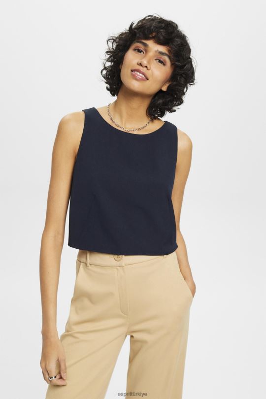 bluzlar Esprit kısa kolsuz bluz Donanma kadınlar FPP26310