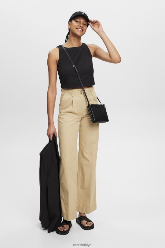 bluzlar Esprit kısa kolsuz bluz siyah kadınlar FPP26307