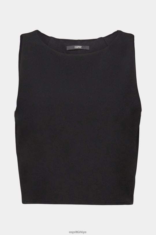 bluzlar Esprit kısa kolsuz bluz siyah kadınlar FPP26307