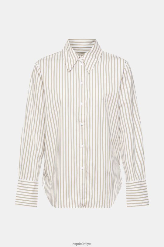 bluzlar Esprit uzun çizgili dokuma bluz beyaz kadınlar FPP26397