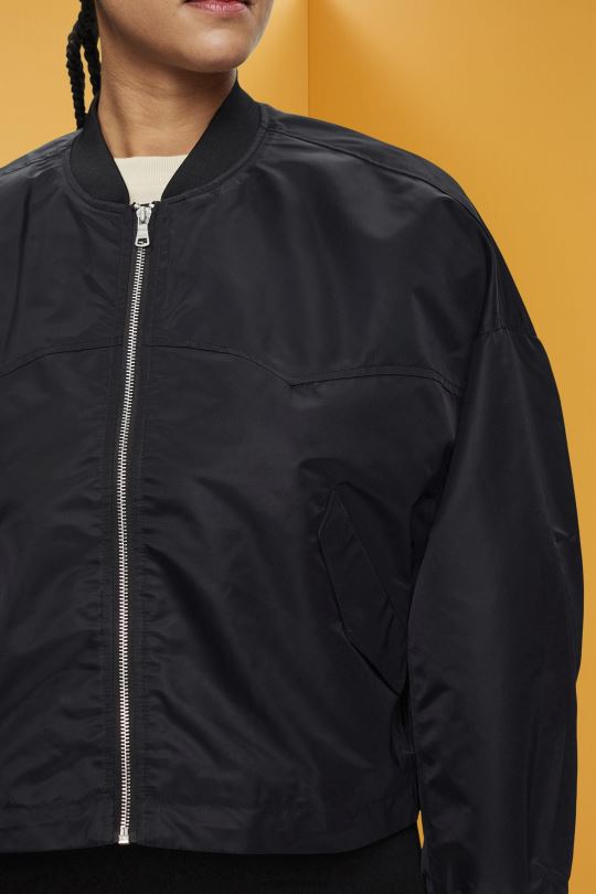 ceketler Esprit büyük beden bomber ceket siyah kadınlar FPP26213