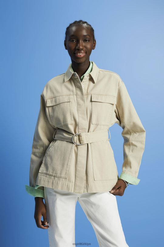 ceketler Esprit kuşaklı dimi ceket kum kadınlar FPP26292