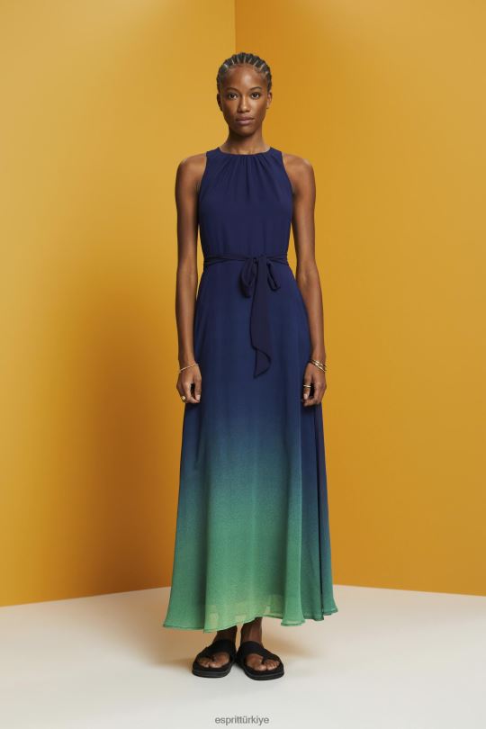 elbiseler Esprit Tamamı çiçek desenli kolsuz maxi elbise Donanma kadınlar FPP26258