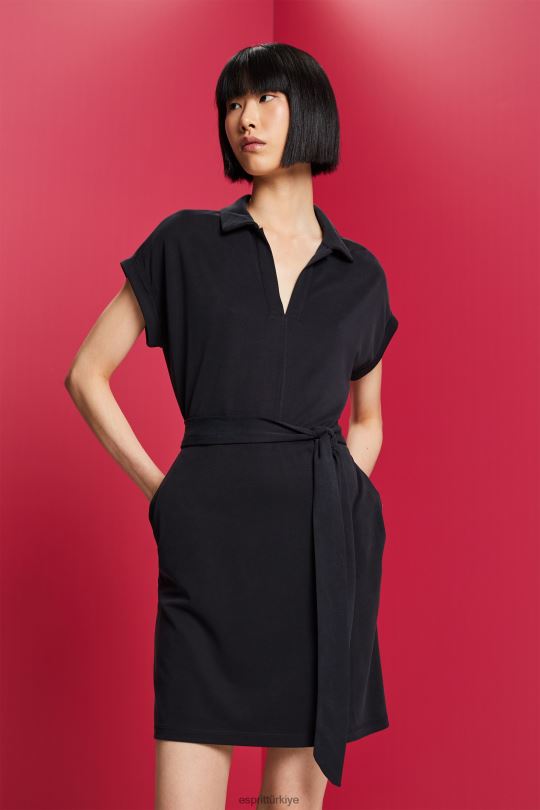 elbiseler Esprit V yakalı midi elbise antrasit kadınlar FPP2673