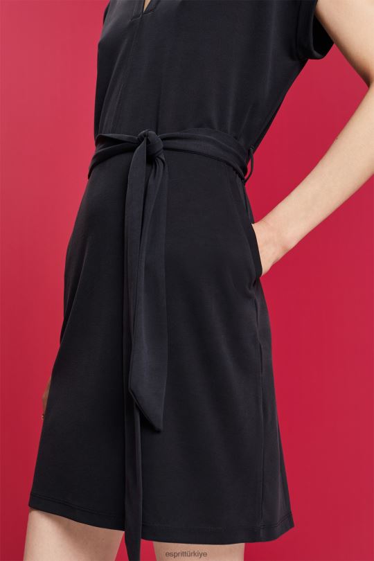 elbiseler Esprit V yakalı midi elbise antrasit kadınlar FPP2673