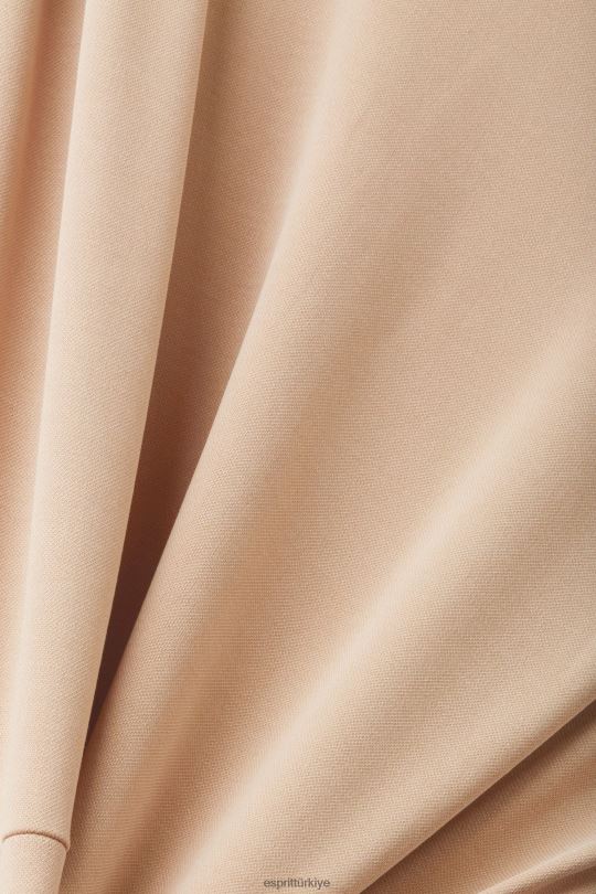 elbiseler Esprit V yakalı midi elbise boz kahverengi kadınlar FPP2674